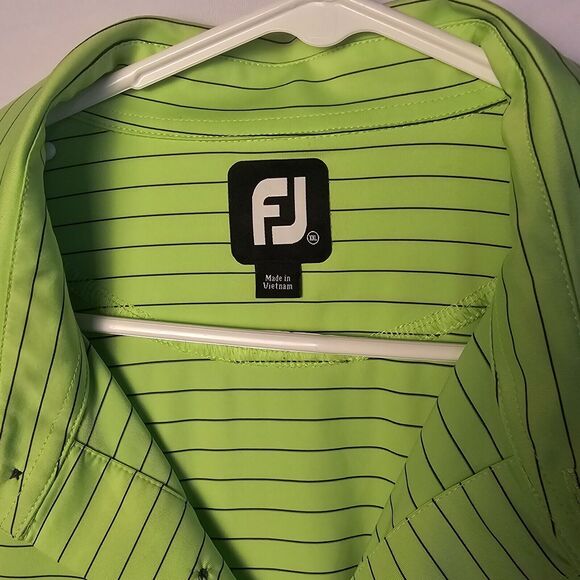 Footjoy FJ Performance‎ Golf Polo Shirt XXL - Green Striped, Breathable - Picture 6 of 11